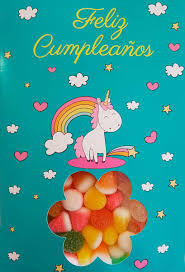 Colección de isis del carmen. Regalos Originales Y Deliciosos Chuche Postal Feliz Cumpleanos Chuches Golosinas Chucherias Dulces En Tarjeta Postales Adaptada Tarjetas Personalizadas Con Gominolas Chuches Bonitas Buenas Colores Madrid Tienda Envio Domicilio Chuches Correo Amor