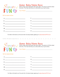 The Baby Name Race Baby Shower Game