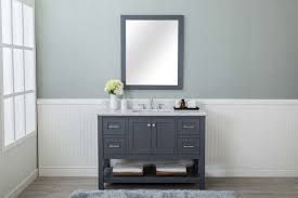 Want to shop bathroom vanities nearby? Grey Shaker 48 Bathroom Vanity 4 Drawers 1 Sink Open Shelf W Marble Top