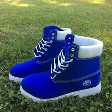 Black And White Timberlands Mens Custom Blue And White Timberlands By Spikedcons On Etsy Timberland Boots Timberland Boots Outfit Timberland Boots Mens
