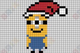 Christmas Minion Pixel Art Pixel Art Templates Lego Art