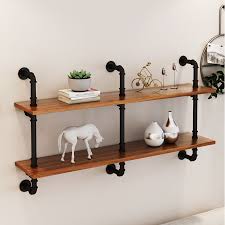 Make sure to use drywall anchors if you're attaching to a • place your iron pipe shelves in the living room and it will be an instant conversation starter. Antique Wooden Simple Bookshelf Industrial Iron Pipe Floating Mounted Hanging Diy Wall Shelf For Home Partition Storage Rack Buy Rustic Floating Shelves Wall Mounted With Torch Solid Wood And Industrial Metal