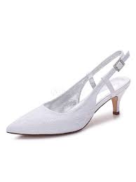 Worauf ihr dabei achten und welche tipps ihr für die kältere. Weisse Hochzeit Schuhe Spitze Spitz Strass Slingpumps Brautschuhe Kitten Heel Pumps Milanoo Com