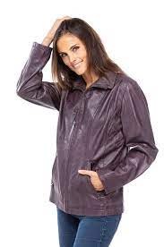 Femme blouson faux cuir pu slim fit grande taille col montant printemps automne manche longue élégant veste courte blouson biker à fermeture. Vestes Cuir En Cuir Agneau Ref Paulina Mad19 Prune Prune