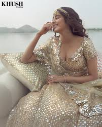 Janhvi kapoor in saree and lehenga photos | lookbook gallery. Golden Embellished Lehenga Set As Seen On Janhvi Kapoor Abhinavmishra