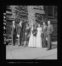 Bethlehem, Pennsylvania. Bach festival. Left to right: Mack Harrell, bass;  Victor Laderoute, tenor; Ruth Diehl, soprano; Ruth Terry, contralto; Mary  Givens, accompanist; Dr. Ifor Jones, conductor, E. Power Biggs, organist
