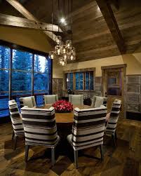 This Cabin Dining Room Has A Rich Rustic Feel To It Rustic Dining Room Lighting Rustic Dining Room Rustic Kitchen