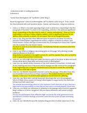 King, letter from birmingham jail, in why we can't wait, 1964. Letter From Birmingham Jail Comprehension Questions And Sopastone Docx U201cletter From Birmingham Jail U201d By Martin Luther King Jr Comprehension Course Hero