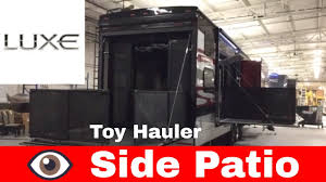 Vengeance toy hauler with side patio. Luxe Luxury Toy Hauler Toy Hauler Side Patio And Ramp Door Patio Youtube