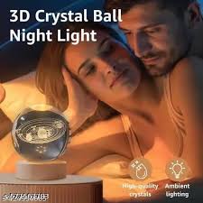 Voommerce 3D Gelexy' Crystal' Ball Night Lamp,Creative Engraved Crystal'  Ball Night Light, USB Table LED