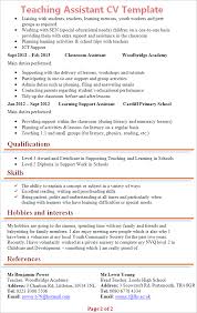 Free resume cover letter templates: Teaching Assistant Cv Template Tips And Download Cv Plaza