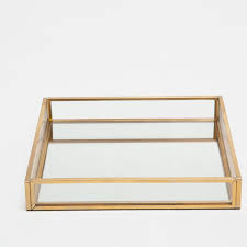 Imagem 4 De Produto Bandeja Decorativa Metal Dourado Espelho