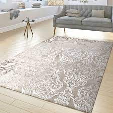 Featuring a clean border that adds to its visual, this hand tufted wool rug is a perfect addition to any modern home décor. Moderner Wohnzimmer Teppich Ornamente Muster Kurzflor Meliert In Creme Beige Ebay