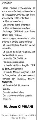 Vous pouvez également créer une alerte décès ou laisser vos condoléances grâce aux espaces. L Avis De Deces De Jean Cipriani Le Blog Des Poggiolais