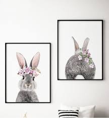 Rabbit Nursery Flower Print Bunny Wall Art Easter Bunny Etsy Bunny Wall Art Flower Nursery Baby Animal Prints