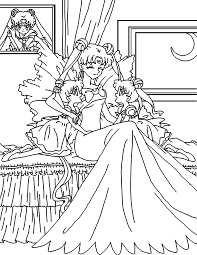 Queen Serenity The First With Her Two Little Girls It S Very Cute For A Fan Art Sailor Moon Coloring Pages Sailor Moon Wallpaper Sailor Moon Usagi
