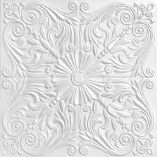 A La Maison Ceilings Spanish Silver 1 6 Ft X 1 6 Ft Glue Up Foam Ceiling Tile In Plain White 21 6 Sq Ft Case R139pw 8 The Home Depot Decorative Ceiling Tile Faux Tin
