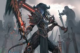 Blue Eyes Digital Art Draenei Fantasy Art Painting Sword Video Games Warcraft Wlop Women World Of Warcraft 4k Warcraft Art World Of Warcraft Fantasy Art