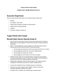 Bab b menggantikan tugas mamaku sebagai istri papaku. Tugas Pokok Dan Fungsi Rumah Sakit Umum Daerah Kelas D