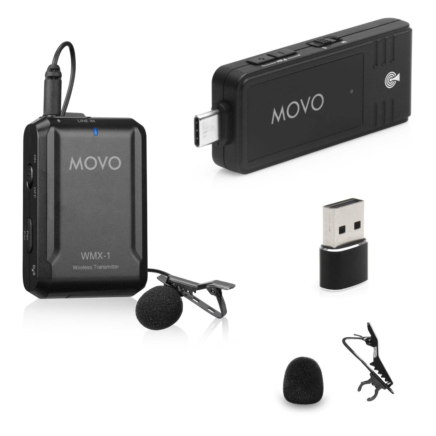 Movo WMX-1-UL Wireless USB and USB-C Lavalier Microphone System for Computers