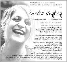 Traueranzeigen von Sandra Wegling