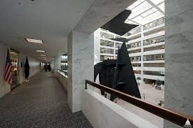 View Of The Hart Building Atrium With Mountains And Clouds Sculpture By Alexander Calder Office Building Building Architecture Details