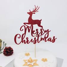Merry Christmas Cake Topper With Reindeer Christmas Cake Etsy In 2020 Christmas Cake Topper Christmas Cake Decorations Christmas Cupcake Toppers