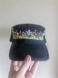 Wildflowers Hand Embroidered Hat Festival Fashion Festival Hat Vintage Hat Hats For Women Ha Embroidered Hats Custom Embroidered Hats Embroidered Clothes