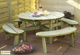 table de pique nique ronde en bois autoclave 220 cm 40 mm picnic round table de jardin bois table de jardin ronde banc jardin