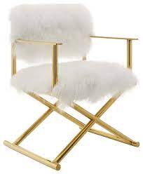 Cal 117 fire retardant foam. In Stock Cashmere Wool Chair Directors Chair Gold X Base Accent Chair White Shag Fur Contemporary Armchairs And Accent Chairs By Mod Space Furniture Houzz
