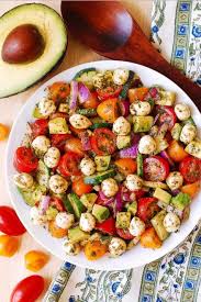 Avocadosalat Mit Tomaten Mozzarella Basilikum Pesto Meine Rezepte Fur Sie In 2020 Avocado Salad Recipes Stuffed Avocado Healthy Summer Salad Recipes