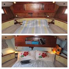 Boat Interior Makeover For Less Than 200 This Family Renovated All Their Boat Cabins Www Sv Terrapin Com Boat Decor Boat Interior Sailboat Interior