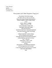 Check spelling or type a new query. Photosynthesis And Cellular Respiration Song Lyrics Docx Fatima Khuram Steinke Biology Pap 2 10 October 2015 Photosynthesis And Cellular Respiration Course Hero