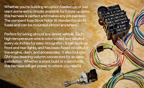 I put the throbak 50's wiring harness with the luxe bumble bee repro's in my lester a couple of weeks ago. Amazon Com 22 Circuit Universal Street Rod Wiring Harness W Detailed Instructions Automotive