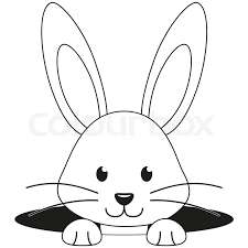Cartoon easter bunny bandit stealing eggs #1706728 by toonaday. Line Art Black And White Rabbit Face Stock Vector Colourbox
