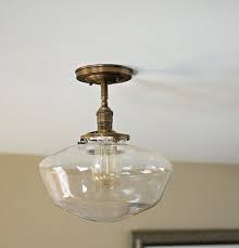 Large Clear 12 Schoolhouse Shade Flush Mount Or Semi Etsy Hand Blown Glass Blown Glass Lighting Flush Mount Ceiling Lights Bedrooms