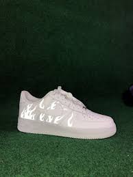 Flame Reflective Af1 The Custom Movement In 2020 Reflective Shoes Shoes Sneakers Nike Aesthetic Shoes