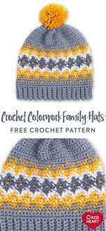 Crochet Colorwork Family Hats Free Crochet Pattern In Red Heart Super Saver Get The Gang Ready Fo Crochet Hats Free Pattern Crochet Hats For Boys Crochet Hats