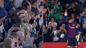 Football real betis soccer player real madrid c.f. Watch Lionel Messi Gets Standing Ovation From Real Betis Fans And Fans Chant Messi Messi For That Display The Sportsrush