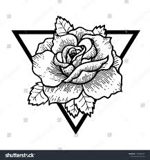 Rose Tattoo Mystic Symbol Boho Print Poster T Shirt Textiles Vector Illustration Art Vintage Engraving Vint Mystic Symbols Old School Rose Rose Drawing