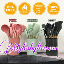 Peralatan memasak kitchen utensil dan kitchen equipment. Ready Stock 12 Pcs Silicone Kitchen Tools Set Set Senduk Dapur Peralatan Dapur Shopee Malaysia