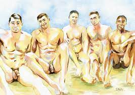 PRINT Original Art Work Watercolor Painting Gay Male Nude - Etsy