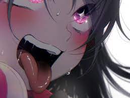 ahegao, tongue out, lustful look, face, tongues, anime, anime girls,  closeup, sweat, black hair | 2133x1615 Wallpaper - wallhaven.cc