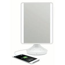 Ihome 7 X 9 Reflect Icvbt2 Adjustable Vanity Mirror With Bluetooth Audio Hands Free Speakerphone Led Lighting Siri Google Support Usb Charging Flat Pane Vanity Mirror Led Vanity Ihome Vanity Mirror
