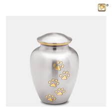 Funeral urn cremation urns for small pet parrot bird dog cat for memorial burial. Classic Pewter Paw Print Small Pet Cremation Urn