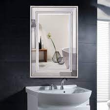 Center the mirror in between the vanity lighting and the sink. Tangkula 24 X 36 Wall Mounted Wood Frame Rectangular Bathroom Vanity Mirror Wie Pic Buy Online In Antigua And Barbuda At Antigua Desertcart Com Productid 55080445