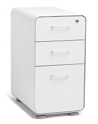 It features three file drawers, each with a chrome pull handle and a smooth glide suspension for easy opening. The 10 Best File Cabinets Of 2021