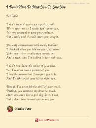 I Don T Have To Meet You To Love You Poem By Marlon Pitter