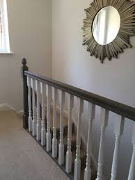Top rail, bottom rail, round aluminum balusters, adjustable foot block. Painting Banister Colours Houzz Uk