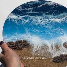 Ocean Beach Wave Coastal Wall Art Decor Video Coastal Wall Art Resin Art Painting Resin Art